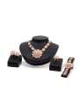 thumb Alloy Imitation-gold Plated Vintage style Rhinestones Flower Four Pieces Jewelry Set 0