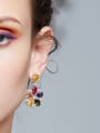 thumb Fashion Colorful Zircon Flowery Stud Earrings 1