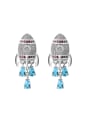 thumb Personalized Airship Blue Zirconias 925 Silver Stud Earrings 0