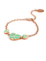 thumb Titanium Rose Gold Enamel Green Lotus Leaf  Bracelet 0