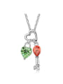 thumb Fashion Little Heart Key austrian Crystals Pendant Necklace 0