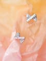 thumb 925 Sterling Silver With Cubic Zirconia Simplistic Bowknot Stud Earrings 0