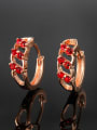 thumb Creative Rose Gold Plated Red Zircon Clip Earrings 0