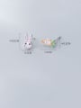 thumb 925 Sterling Silver With Platinum Plated Cute Asymmetry Rabbit Radish Stud Earrings 4