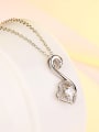 thumb Fashion Heart Swan Zirconias Pendant Copper Necklace 1