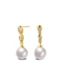 thumb Fashion Shell Pearls Zircons Drop Earrings 0