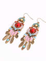 thumb Alloy Feather Colorful Stones Drop Chandelier earring 1