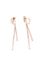 thumb Simple Letter C D Tassels Rose Gold Plated Drop Earrings 0