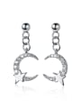 thumb 925 Sterling Silver With Cubic Zirconia Delicate Moon Drop Earrings 2