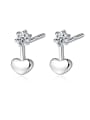 thumb 925 Sterling Silver With Cubic Zirconia  Simplistic Heart Stud Earrings 0