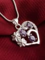 thumb Fashion Hollow Heart Flowers Zirconias Pendant Copper Necklace 2