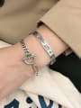 thumb 925 Sterling Silver With Platinum Plated Vintage Irregular Free Size  Bangles 1
