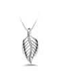 thumb Simple Leaf Tiny Zirconias Copper Necklace 0