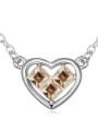 thumb Simple Square austrian Crystals Heart Pendant Alloy Necklace 1