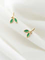 thumb 925 Sterling Silver With Gold Plated Simplistic Leaf Stud Earrings 1