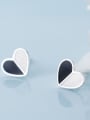 thumb 925 Sterling Silver With Silver Plated Simplistic Black and White Heart Stud Earrings 0