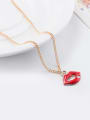 thumb Sexy Rose Gold Red Lips Shaped Necklace 1