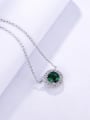 thumb Simple and delicate round Micro-inlay green zircon necklaces 2