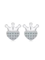 thumb Crown Heart Fashion Silver Stud Earrings 0