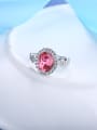 thumb All-match Pink Round Shaped Zircon Platinum Plated Ring 1