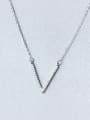 thumb S925 silver V shape zircon clavicle necklace 0