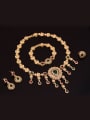 thumb Alloy Imitation-gold Plated Vintage style Water Drop shaped Gemstones Flower Four Pieces Jewelry Set 1