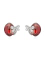 thumb Simple Oval austrian Crystal Little Butterfly Alloy Stud Earrings 0