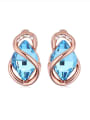 thumb Fashion Rhombus austrian Crystal Rose Gold Plated Stud Earrings 2