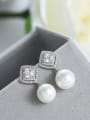 thumb Noble Imitation Pearl White Zirconias Stud Earrings 2