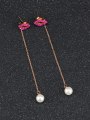 thumb Personalized Pink Lips Artificial Pearls Titanium Drop Earrings 2