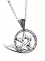 thumb Personalized Round Hollow Star Titanium Necklace 0