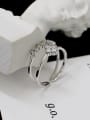 thumb Fashion Little Zircon-studded Flowers Silver Two-band Opening Ring 1