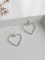 thumb 925 Sterling Silver With platinum Plated Simplistic hollow Heart Hook Earrings 0