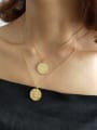 thumb Sterling silver fashion round card simple personality gold necklace 1