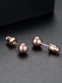 thumb Copper With 18k Rose Gold Plated Simplistic Ball Stud Earrings 2