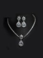 thumb Flower Shaped Wedding Two Pieces Jewelry Set 0