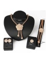 thumb Alloy Imitation-gold Plated Vintage style Flower-shaped Four Pieces CZ Jewelry Set 2