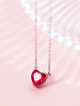 thumb Simple Red Zircon Love 925 Silver Necklace 0