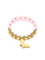 thumb Fresh Pink Butterfly Shaped Stone Stainless Steel Bracelet 0