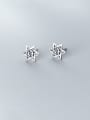 thumb 925 Sterling Silver With Antique Silver Plated Vintage Star Stud Earrings 0