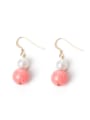 thumb Personalized Pink Stone Bead Freshwater Pearl 925 Silver Earrings 0
