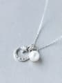 thumb S925 Silver Star Moon and Shell Pearl  Sweet Necklace Set With CZ 0