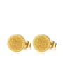 thumb Temperament Gold Plated Round Frosted Titanium Stud Earrings 0