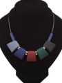 thumb Fashion Colorful Geometrical Resin Artificial Leather Necklace 0