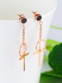 thumb Fashion Hollow Round Cross Rose Gold Plated Drop Earrings 2