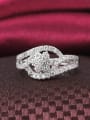 thumb Exquisite 18K Platinum Plated Flower Shaped Zircon Ring 2