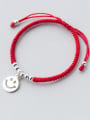thumb sterling silver smile woven red thread bracelet 0