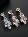 thumb Copper With Cubic Zirconia Personality Leaf Stud Earrings 2