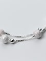 thumb S925 silver matte smooth balls fashion double chain bracelet 2