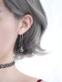 thumb Fashion Tiny Rhinestones Moon Star 925 Silver Line Earrings 1